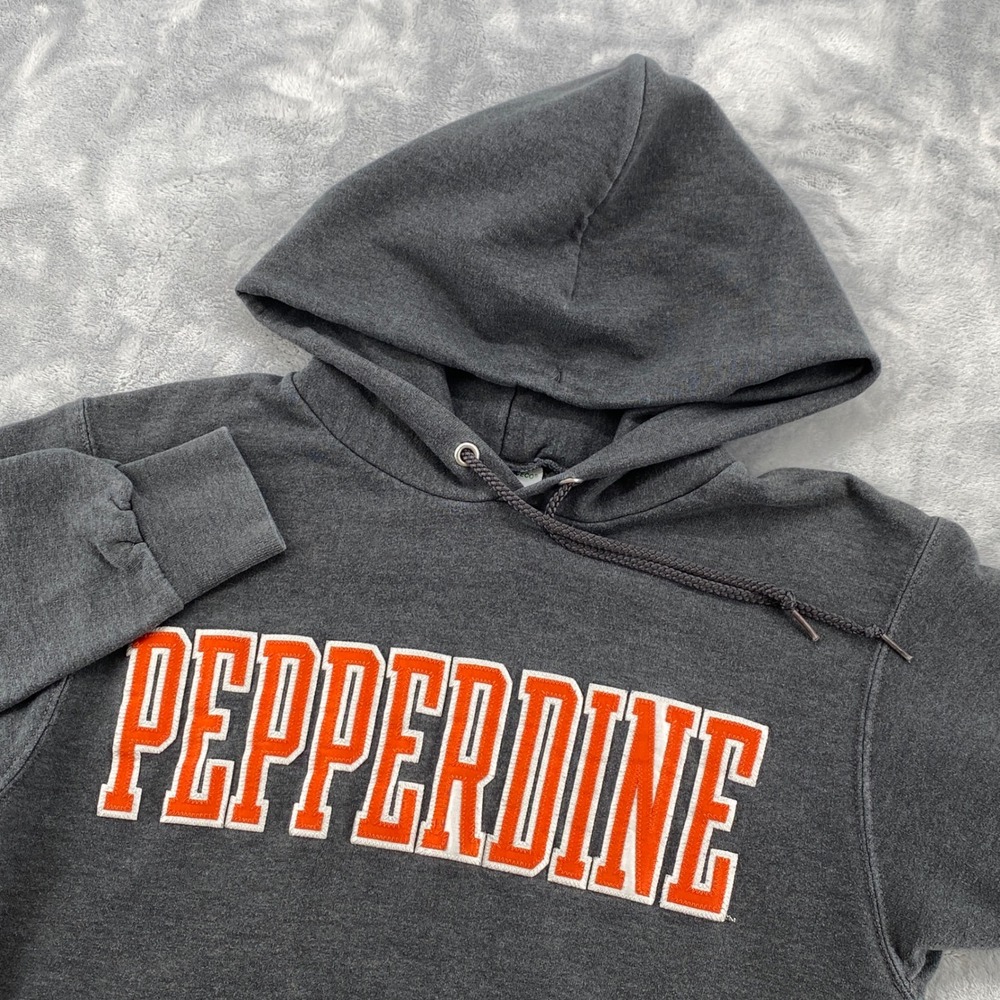 Champion Pepperdine University Hoodie Charcoal Gray Eco Authentic Sweatshirt XS